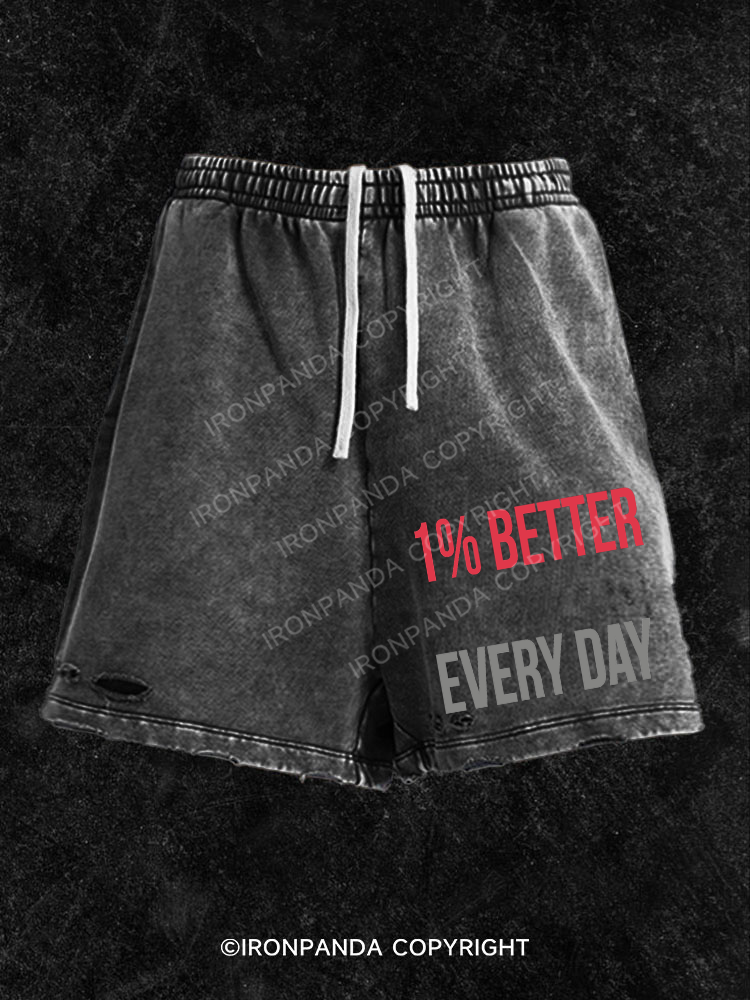 1% Better Every Day Washed Gym Shorts