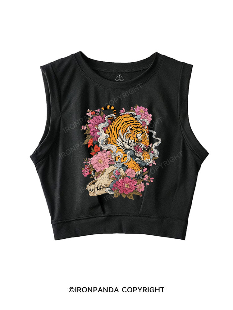 Blooming Tiger's Might SLEEVELESS CROP TOPS
