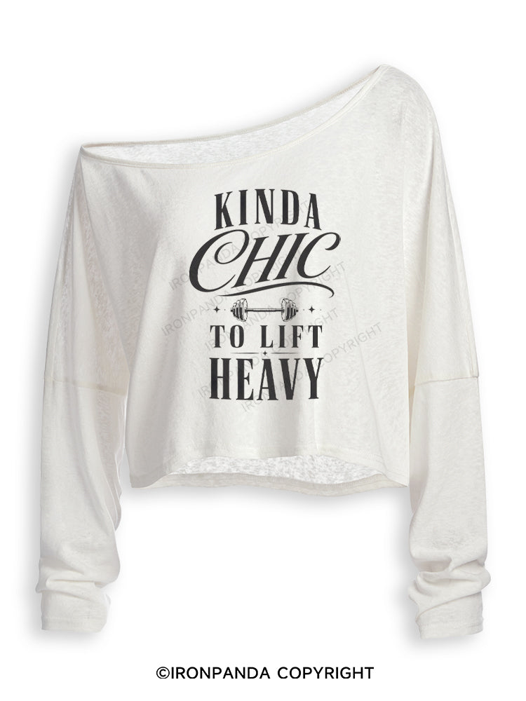 KINDA CHIC TO LIFT HEAVY Off Shoulder Long Sleeve Crop Top