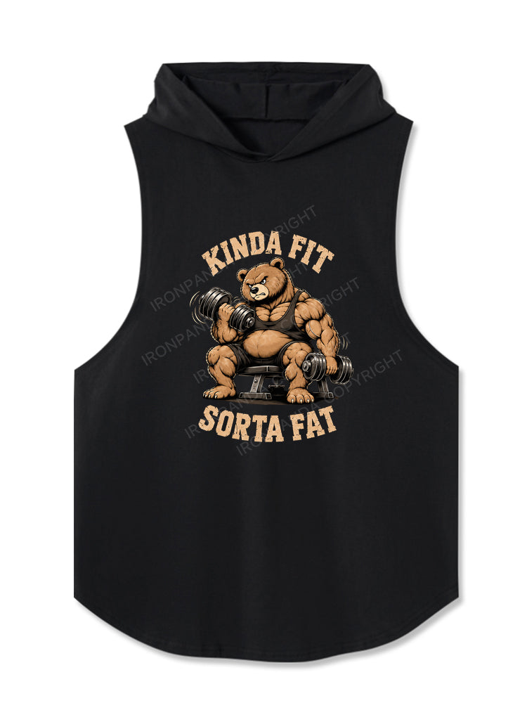 Kinda Fit Sorta Fat Power Bear Hooded Tank