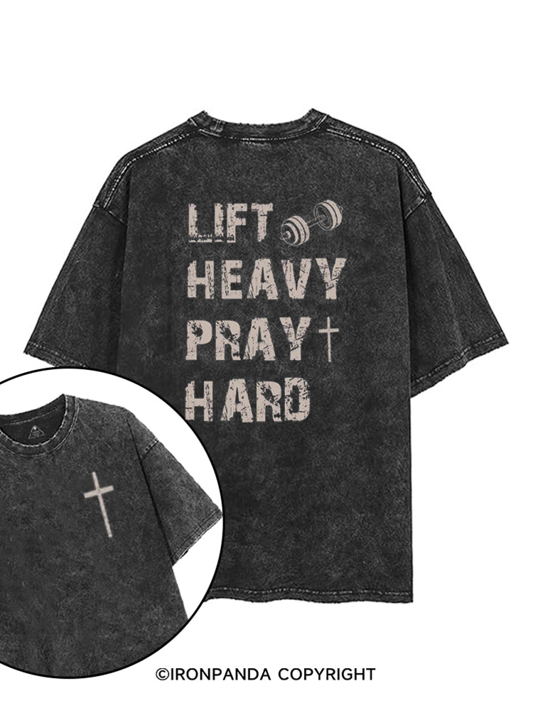 Lift Heavy Pray Hard Motivational Fitness printed Gym Shirt