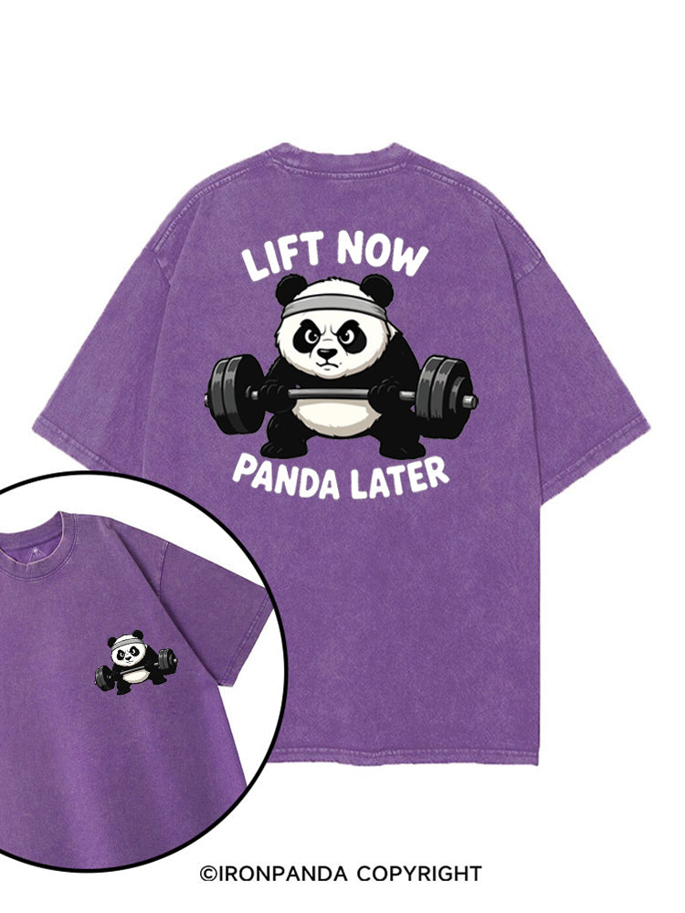 LIFT NOW PANDA LATER printed Gym Shirt