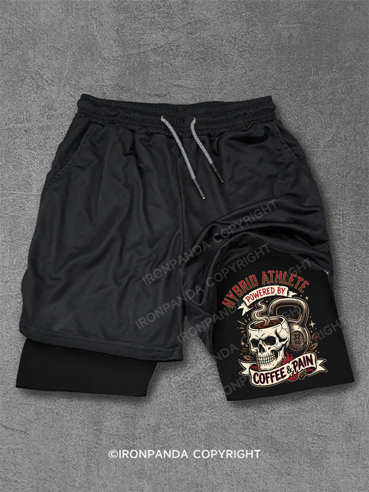 Hybrid Athlete Fitness Skull Kettlebell Workout Performance Training Shorts