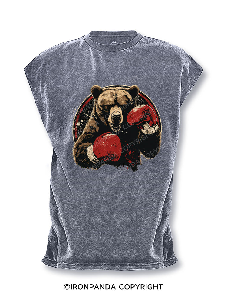 Retro Boxing Bear Cut Off Tank