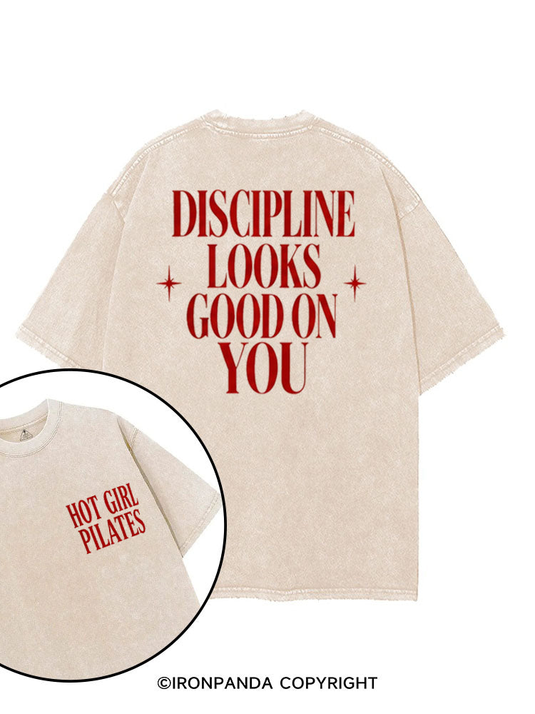 DISCIPLINE LOOKS GOOD ON YOU printed Gym Shirt