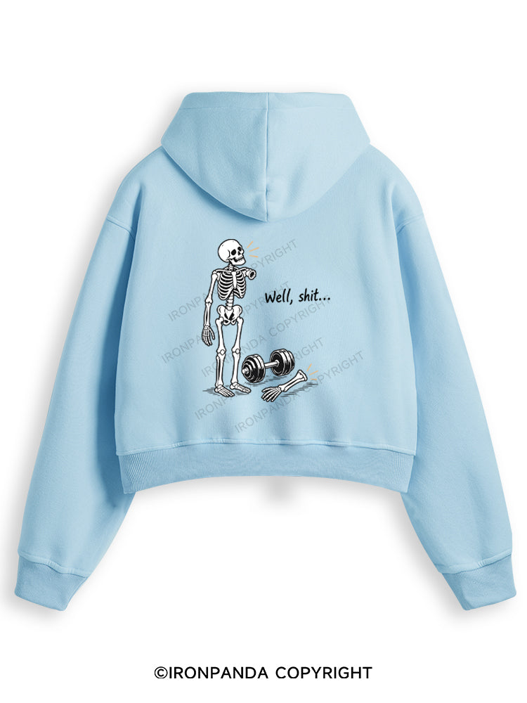 Well Shit Skeleton Fleece Crop Zip Up Hoodie