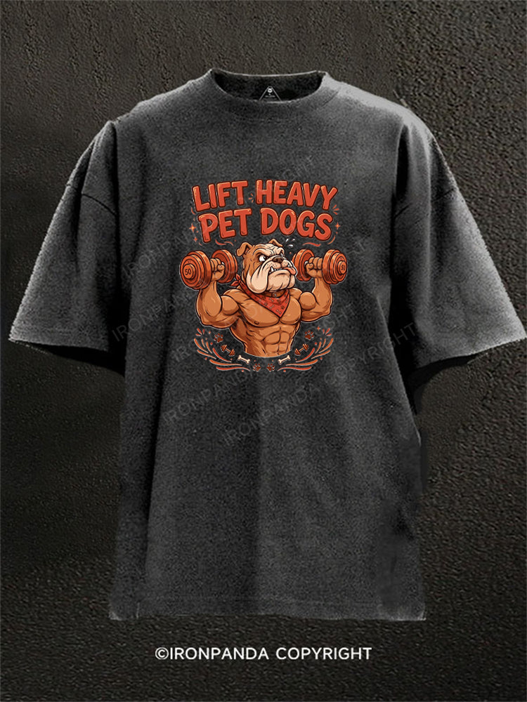 Lift Heavy Pet Dogs Funny Washed Gym Shirt