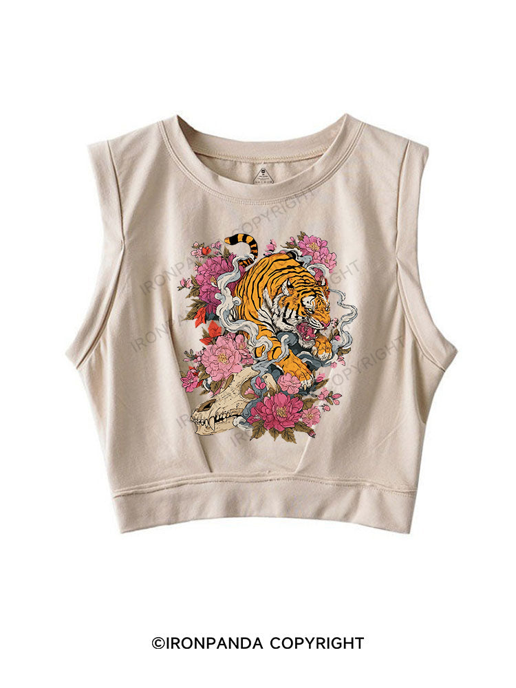 Blooming Tiger's Might SLEEVELESS CROP TOPS