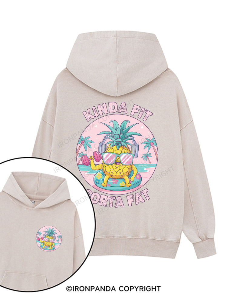 Kinda Fit, Sorta Fat Gym Racerback Tank Printed Washed Gym Hoodie