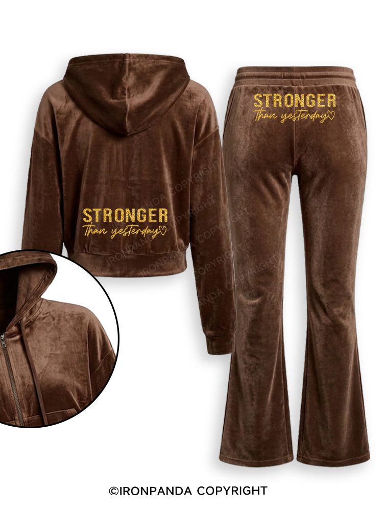 Stronger Than Yesterday Velvet Tracksuit Set