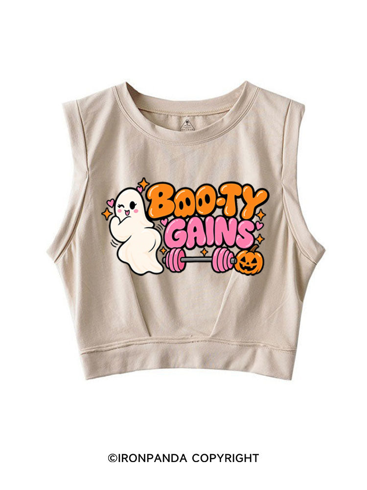 BOO-TY GAINS CUTE GHOST HALLOWEEN SLEEVELESS CROP TOPS