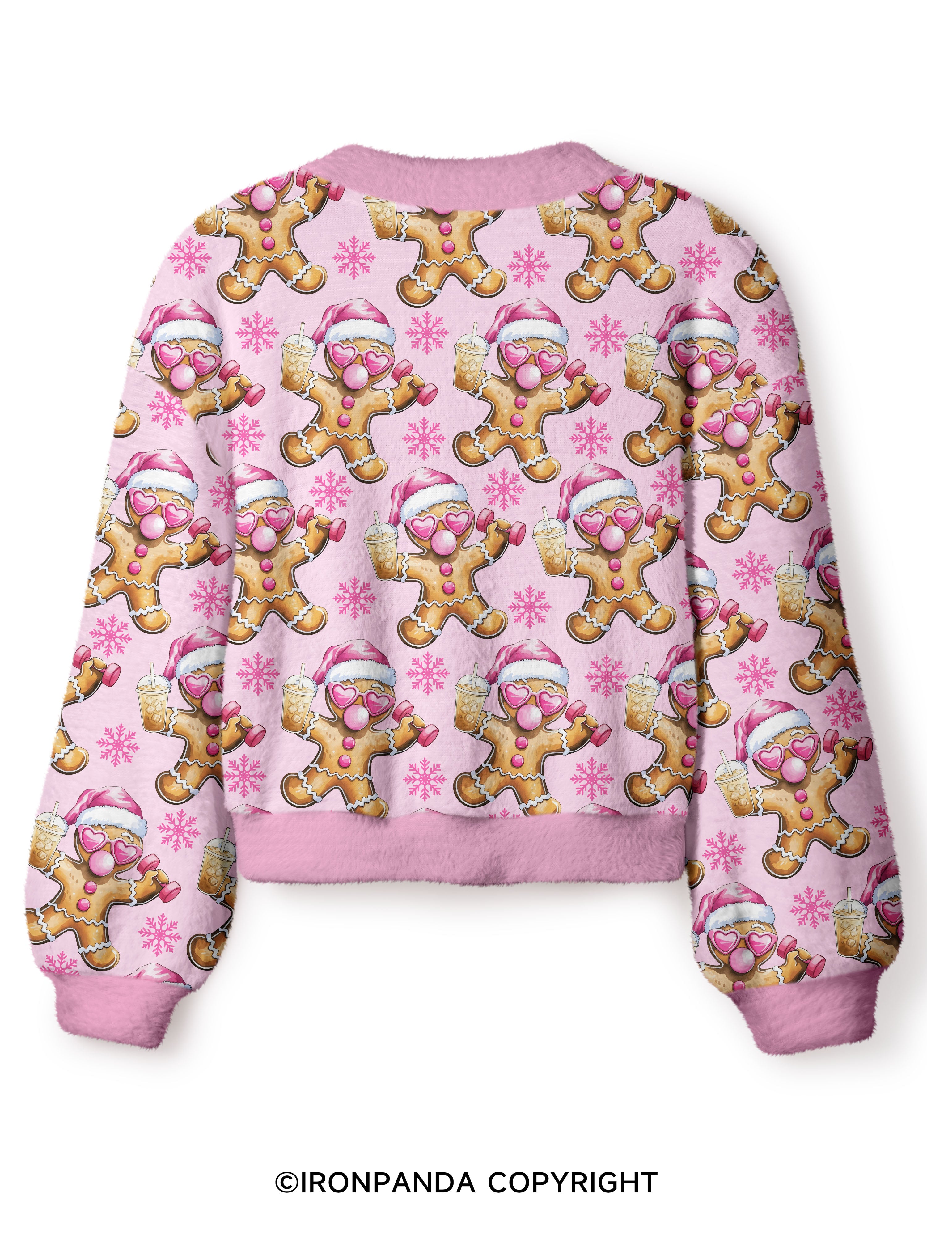 Fit Gingerbread Crop Ugly Cardigan Sweater