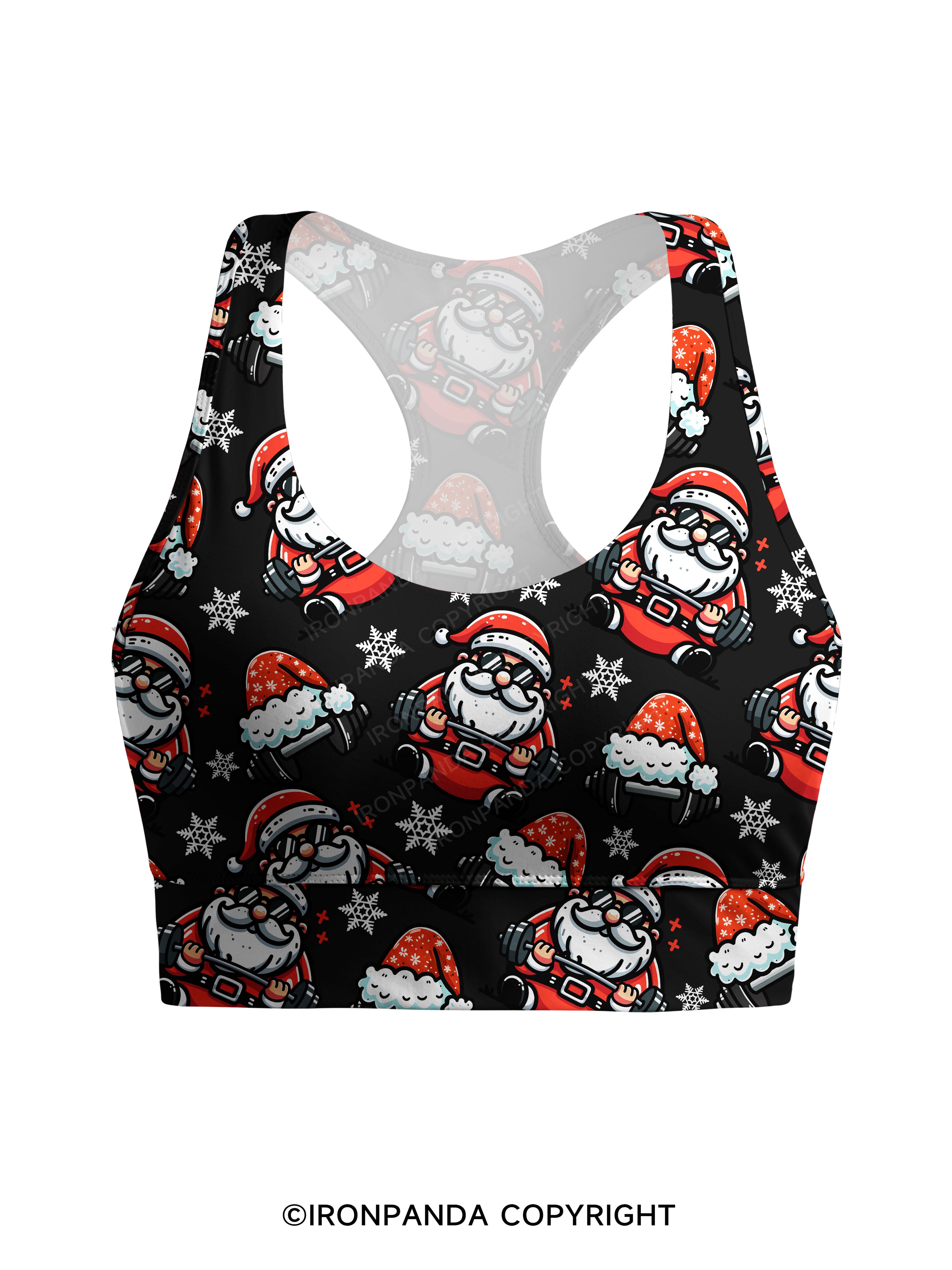 Lifting Santa Claus Racerback Sports Bra
