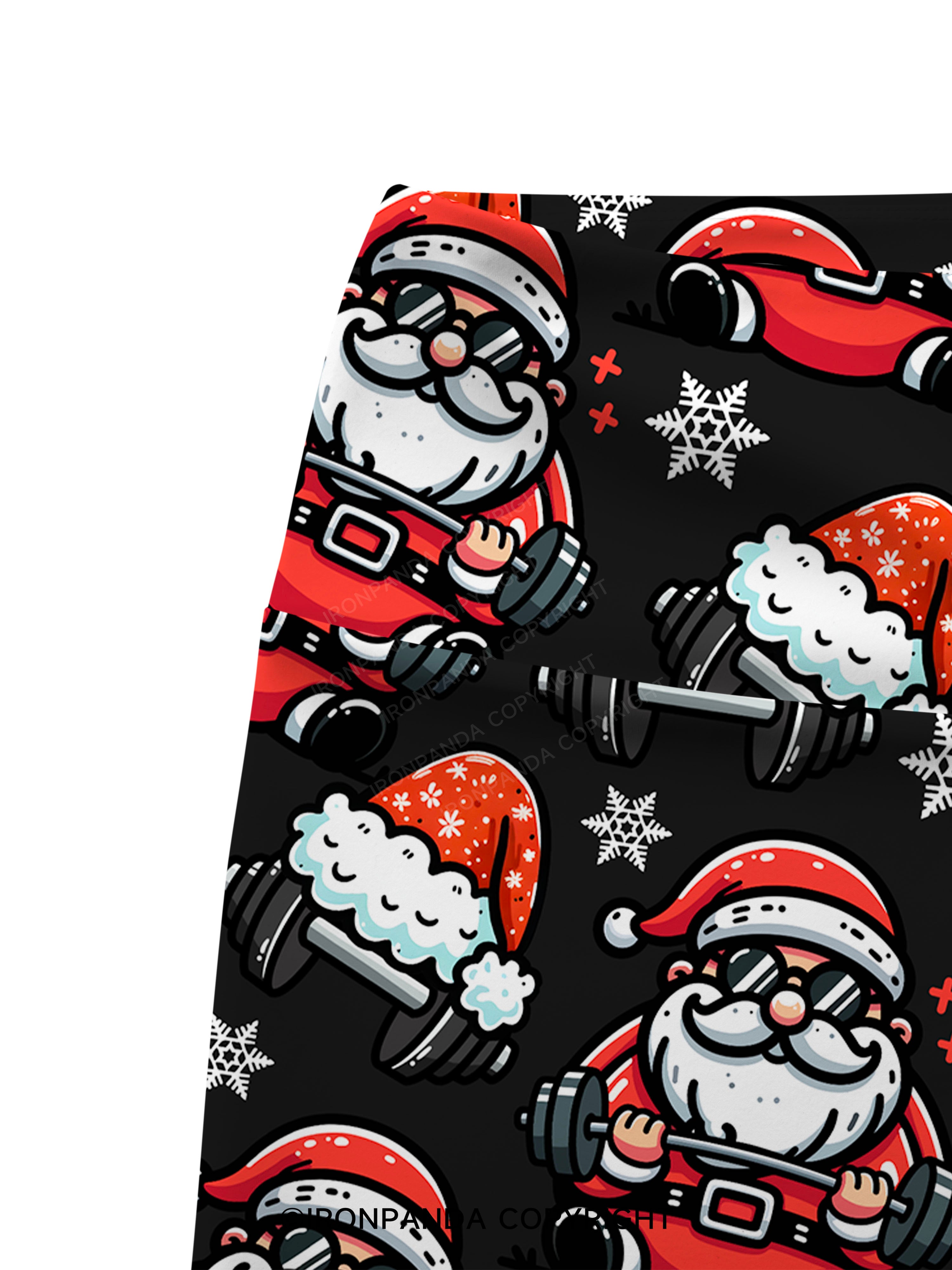 Lifting Santa Claus Printed Yoga Cycling Shorts