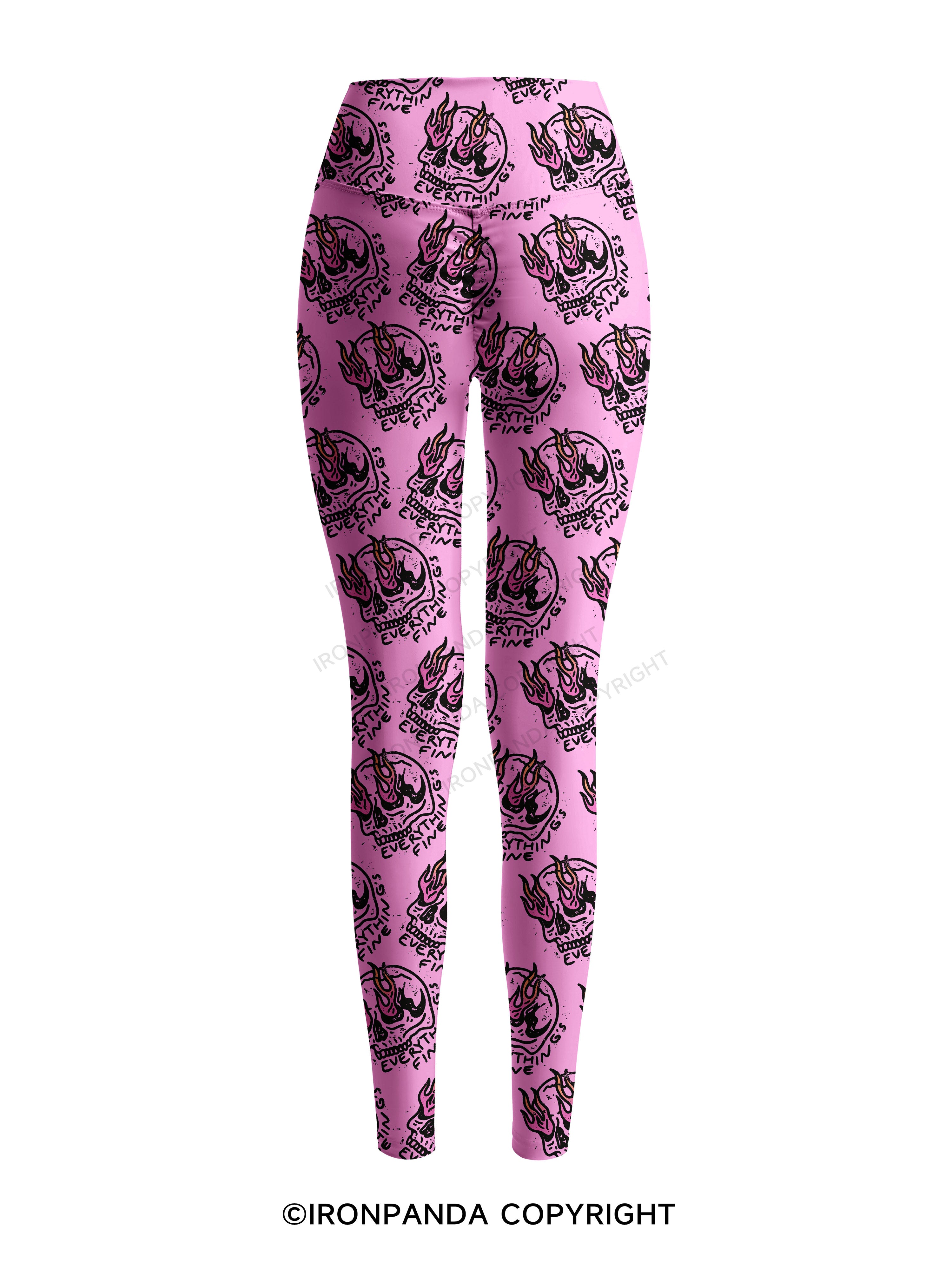 Everything is Fine Funny Skeleton Printed Yoga Pants