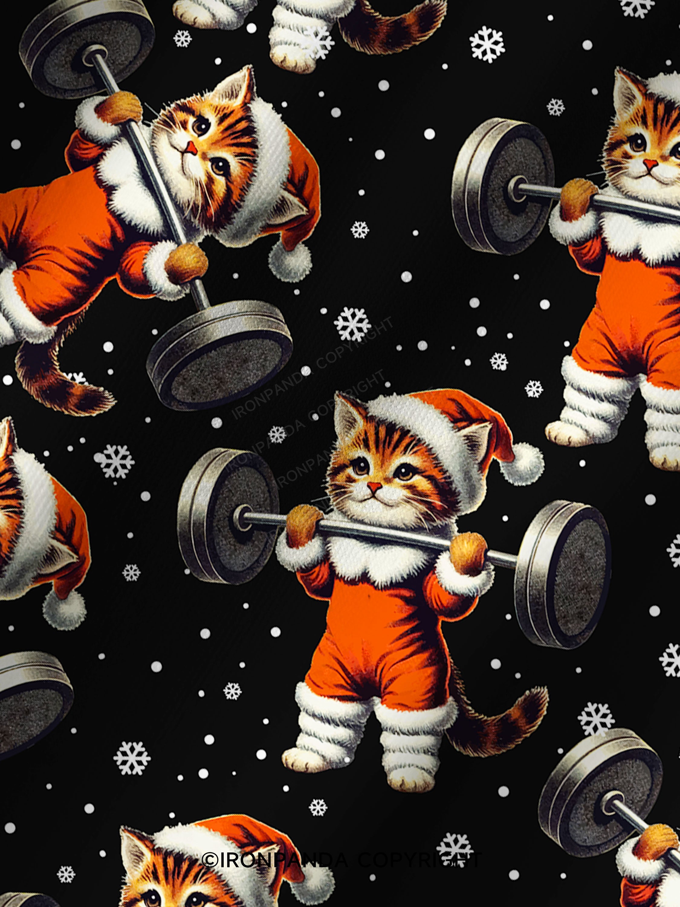 SANTA KITTEN WORKOUT Printed Yoga Shorts