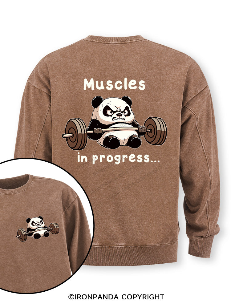 muscles in progress Double-Sided Printed Washed Sweatshirt