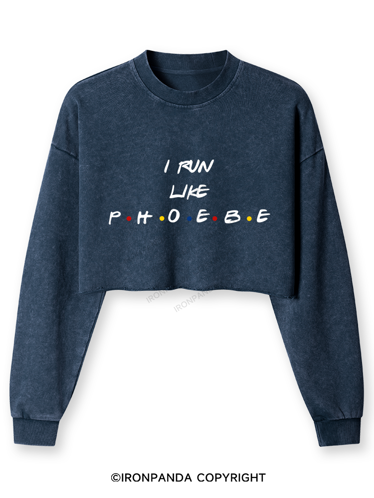 I RUN LIKE PHOEBE Washed Long-Sleeve Crop Top