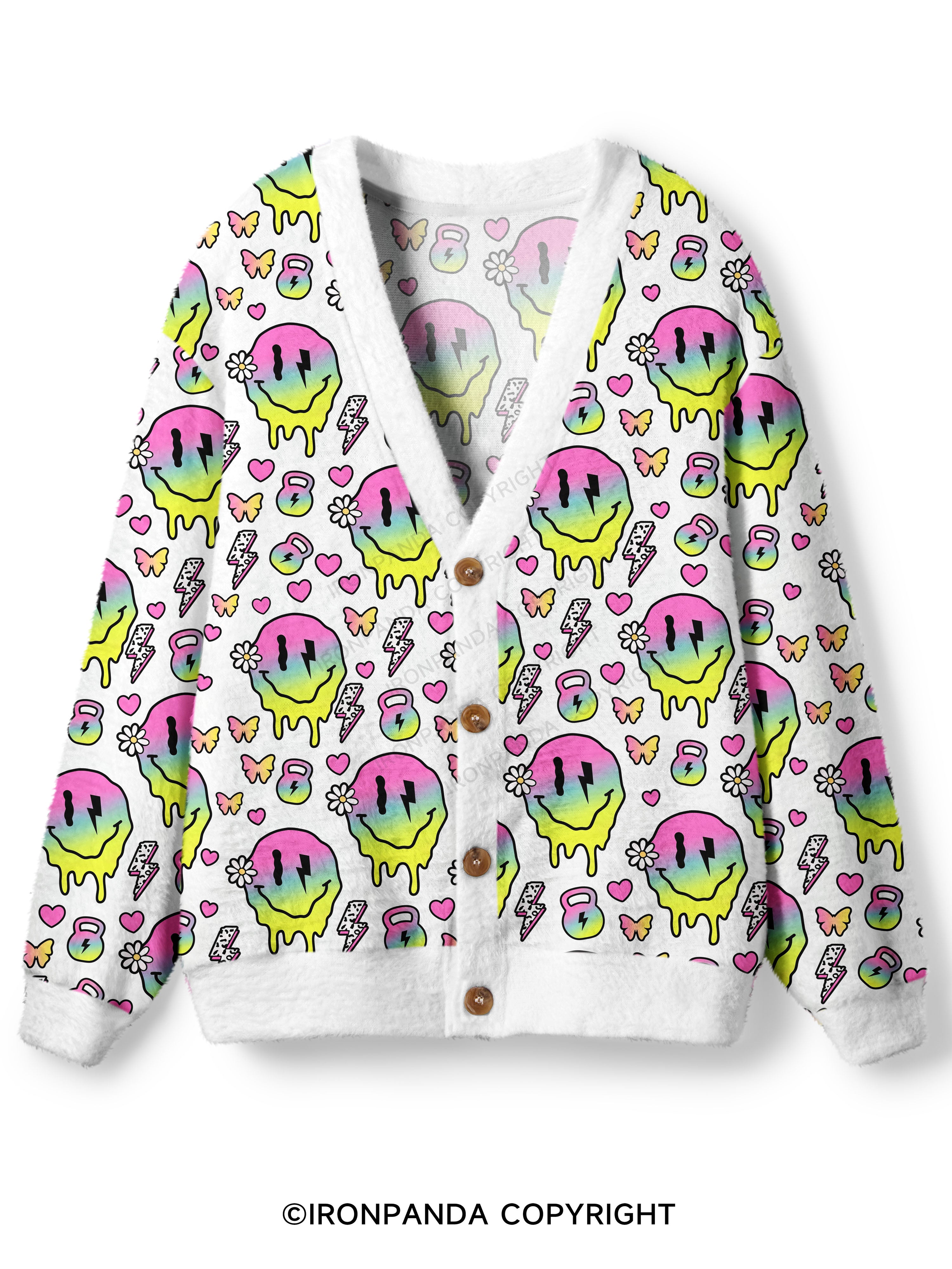 Melty Kettlebell Smile Ugly Cardigan Sweater