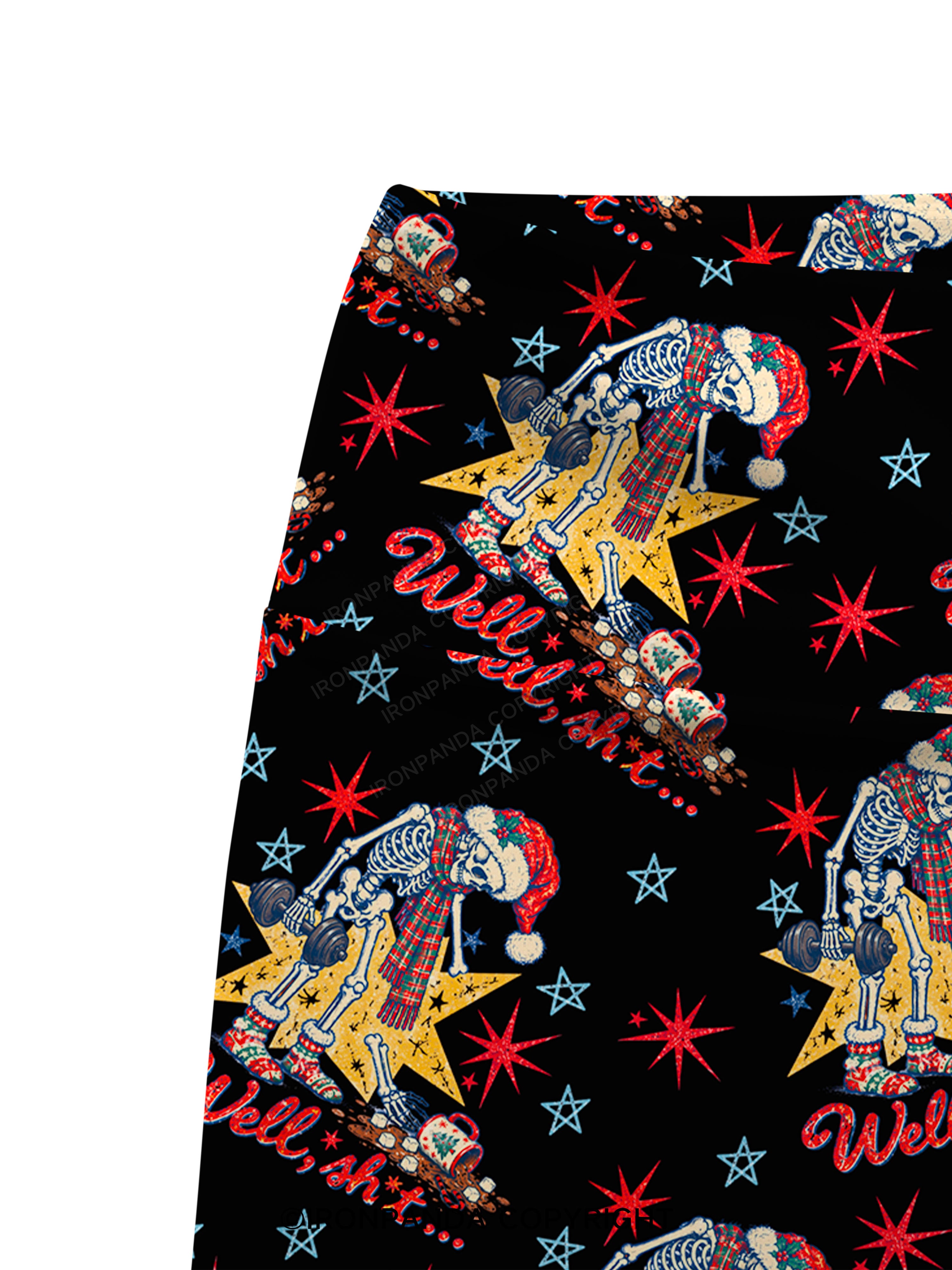 Well Shit Skeleton Printed Yoga Cycling Shorts