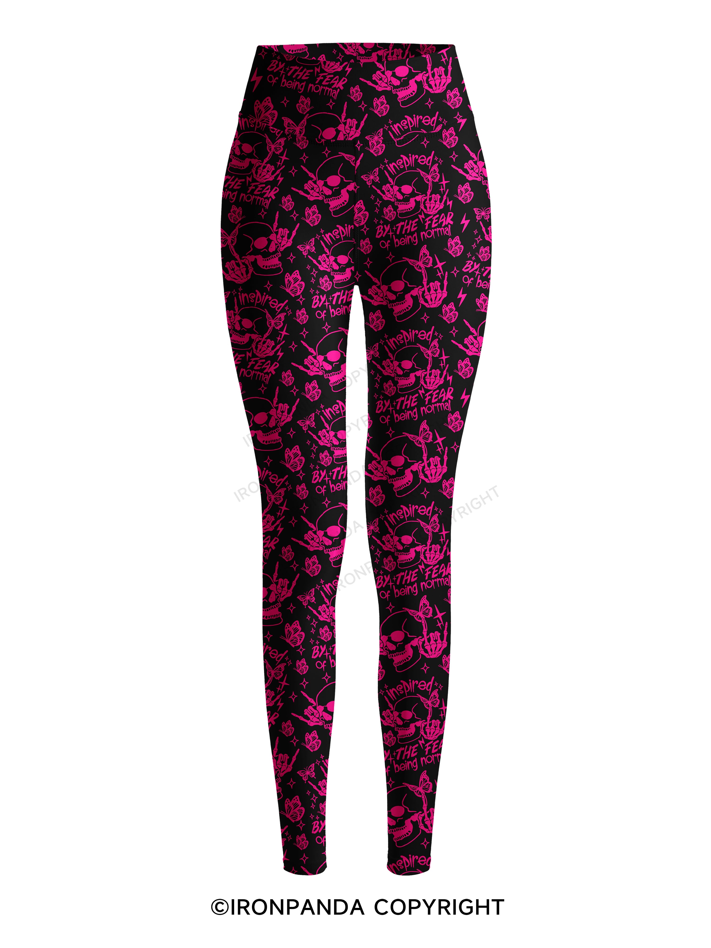 INSPIRED BY THE FEAR OF BEING NORMAL SKELETON Printed Yoga Pants
