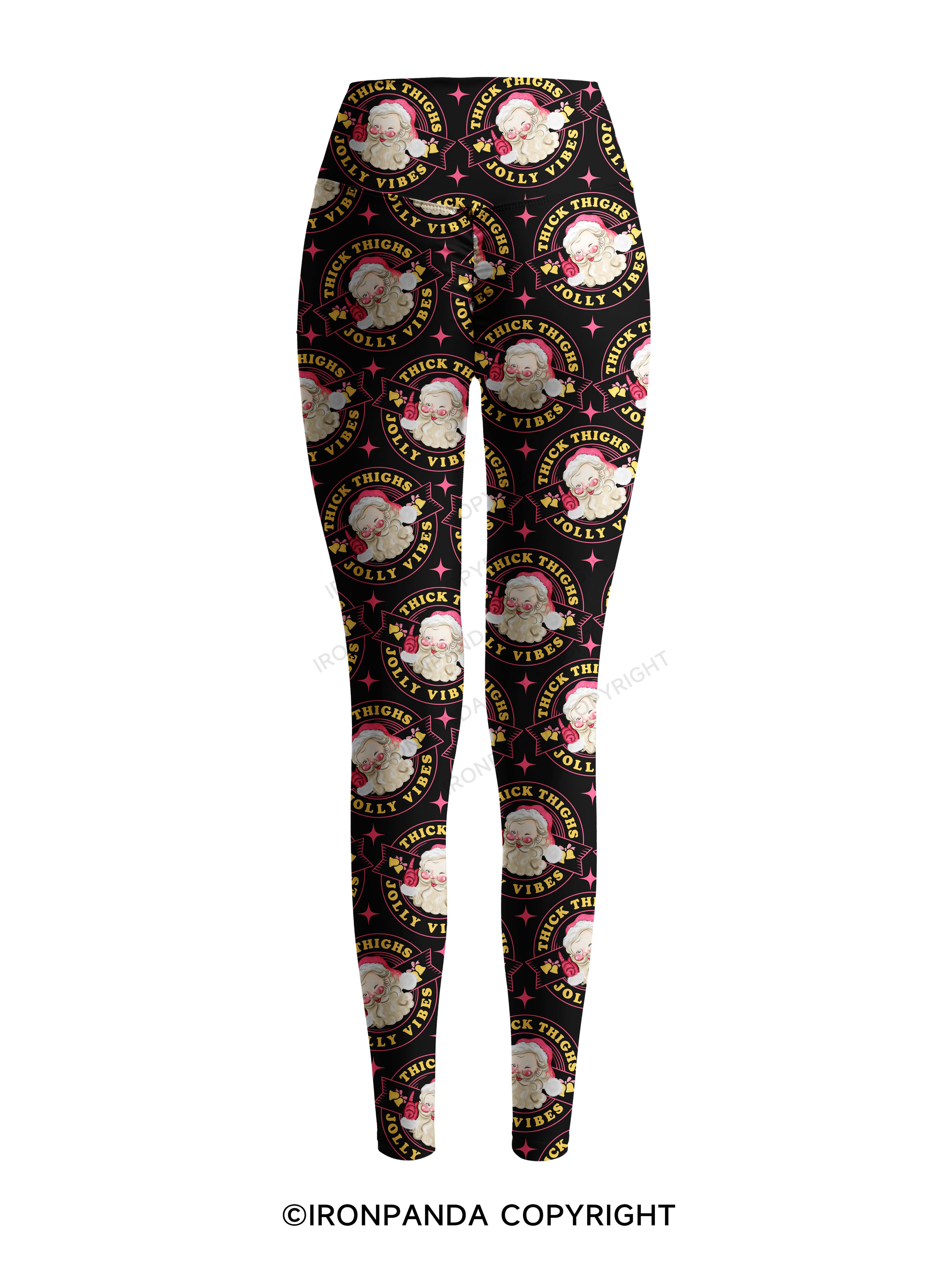 THICK THIGHS JOLLY VIBES Printed Yoga Pants