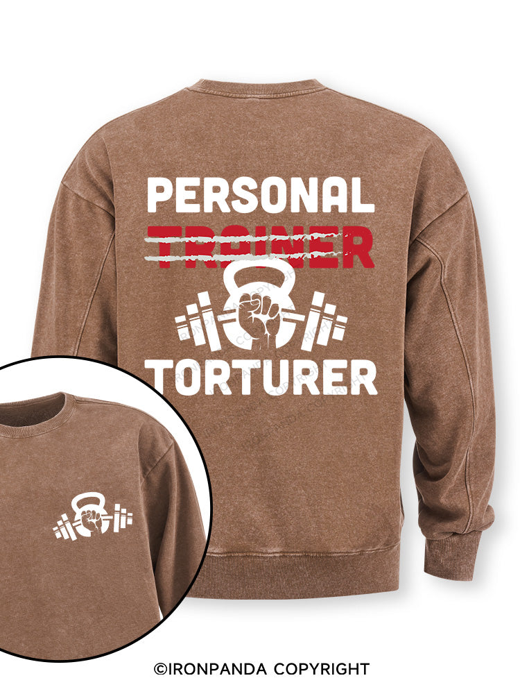 Personal Trainer torturer Double-Sided Printed Washed Sweatshirt