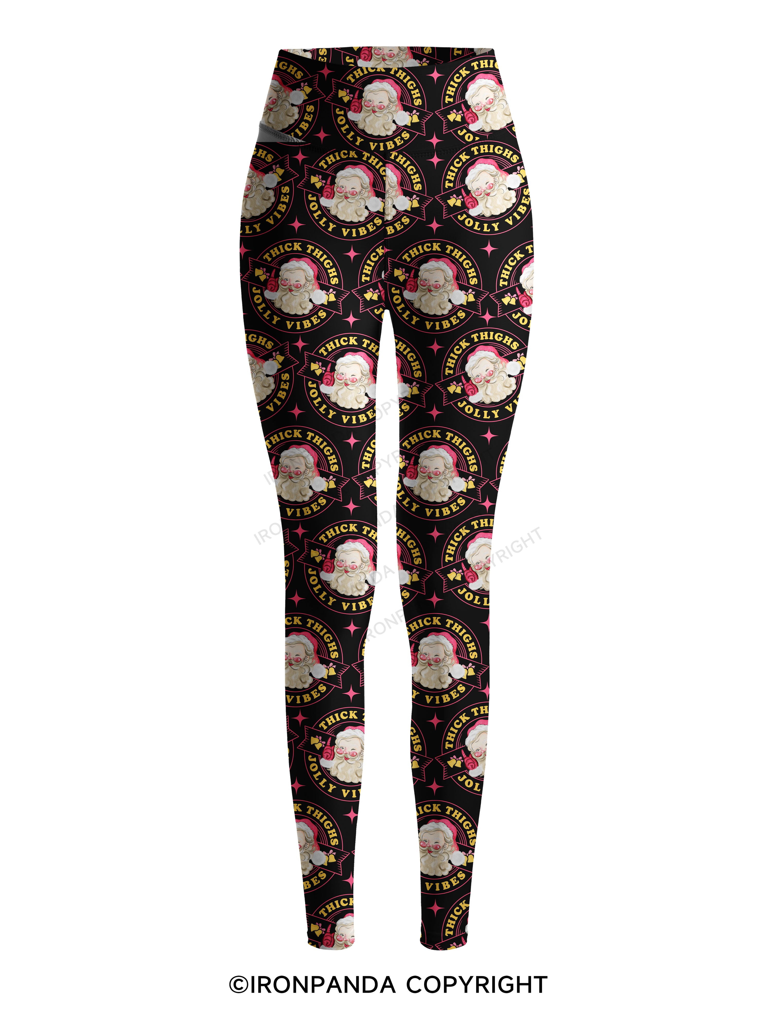 THICK THIGHS JOLLY VIBES Printed Yoga Pants