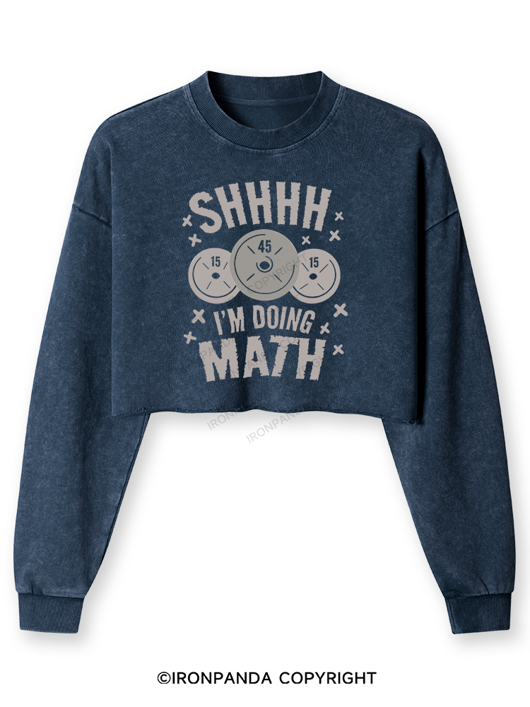 SHHHH I'M DOING MATH Washed Long-Sleeve Crop Top