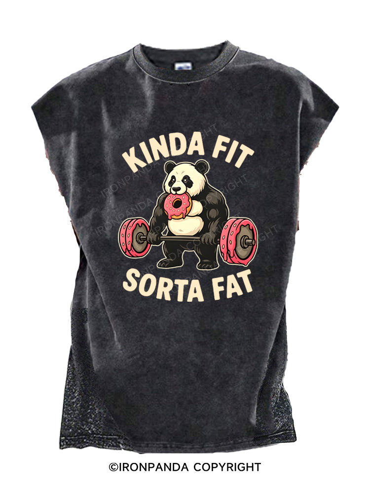 Kinda Fit Sorta Fat Panda Donut Gym Cut Off Tank