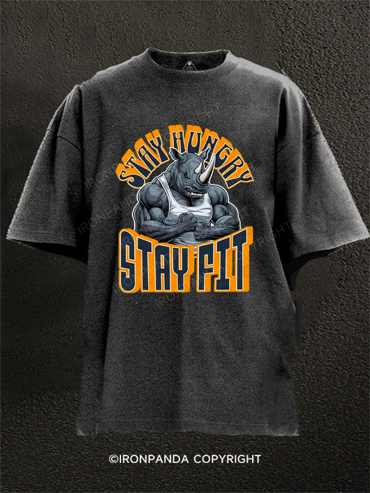 Stay Hungry Stay Fit Gym Motivation Washed Gym Shirt