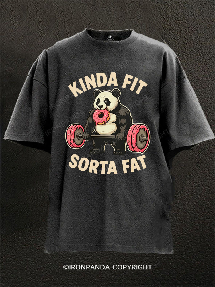 Kinda Fit Sorta Fat Panda Donut Gym Washed Gym Shirt