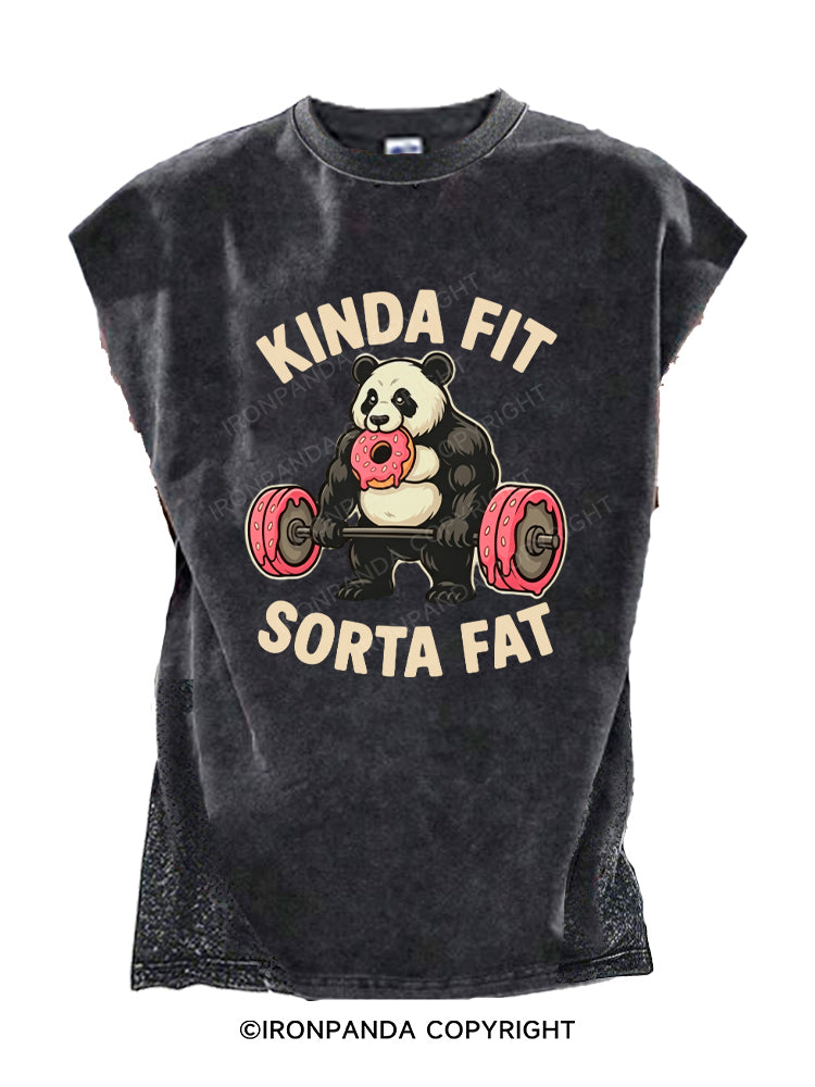 Kinda Fit Sorta Fat Panda Donut Gym Cut Off Tank