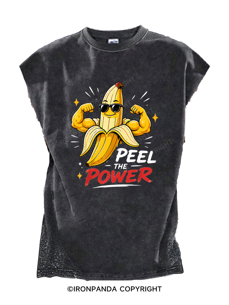 Peel The Power Funny Strong Banana Cut Off Tank