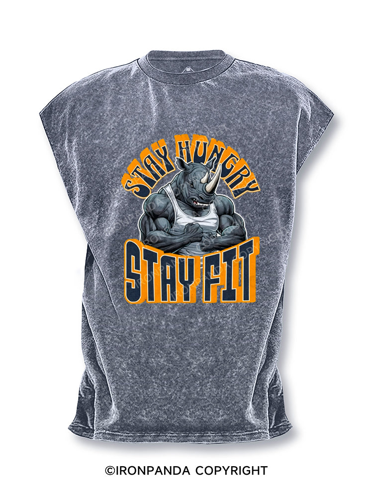 Stay Hungry Stay Fit Gym Motivation Cut Off Tank
