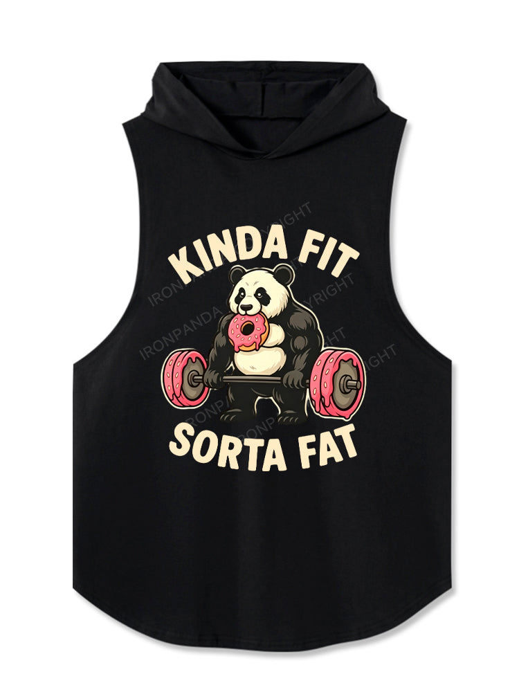 Kinda Fit Sorta Fat Panda Donut Gym Hooded Tank