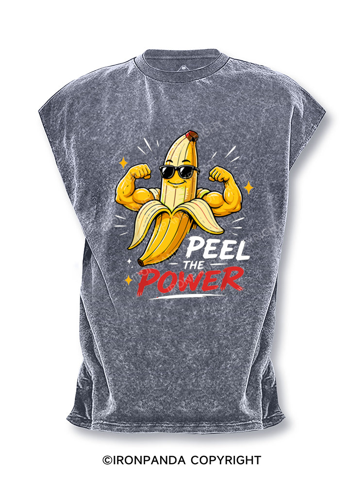 Peel The Power Funny Strong Banana Cut Off Tank