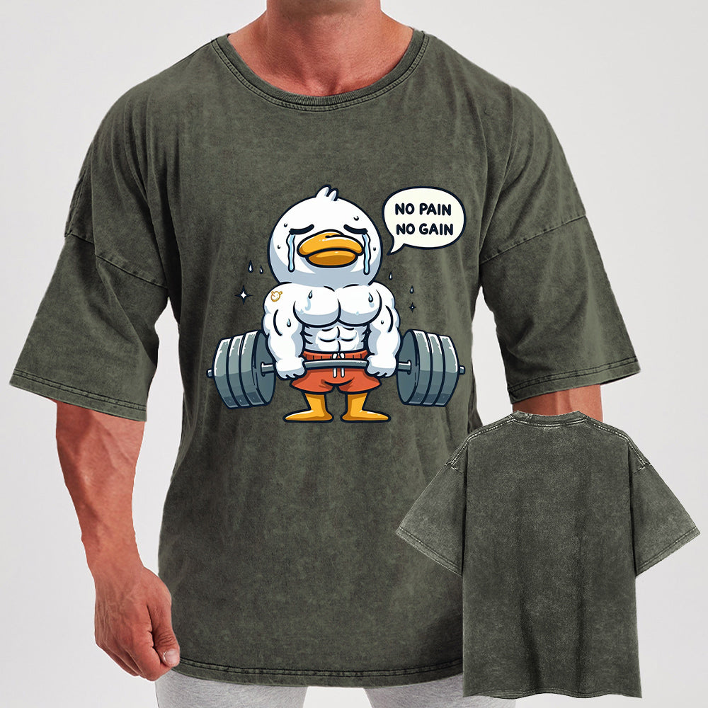 No Pain No Gain Duck Washed Gym Shirt