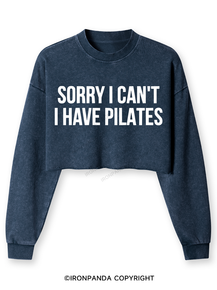Sorry I Can’t Have Pilates Washed Long-Sleeve Crop Top