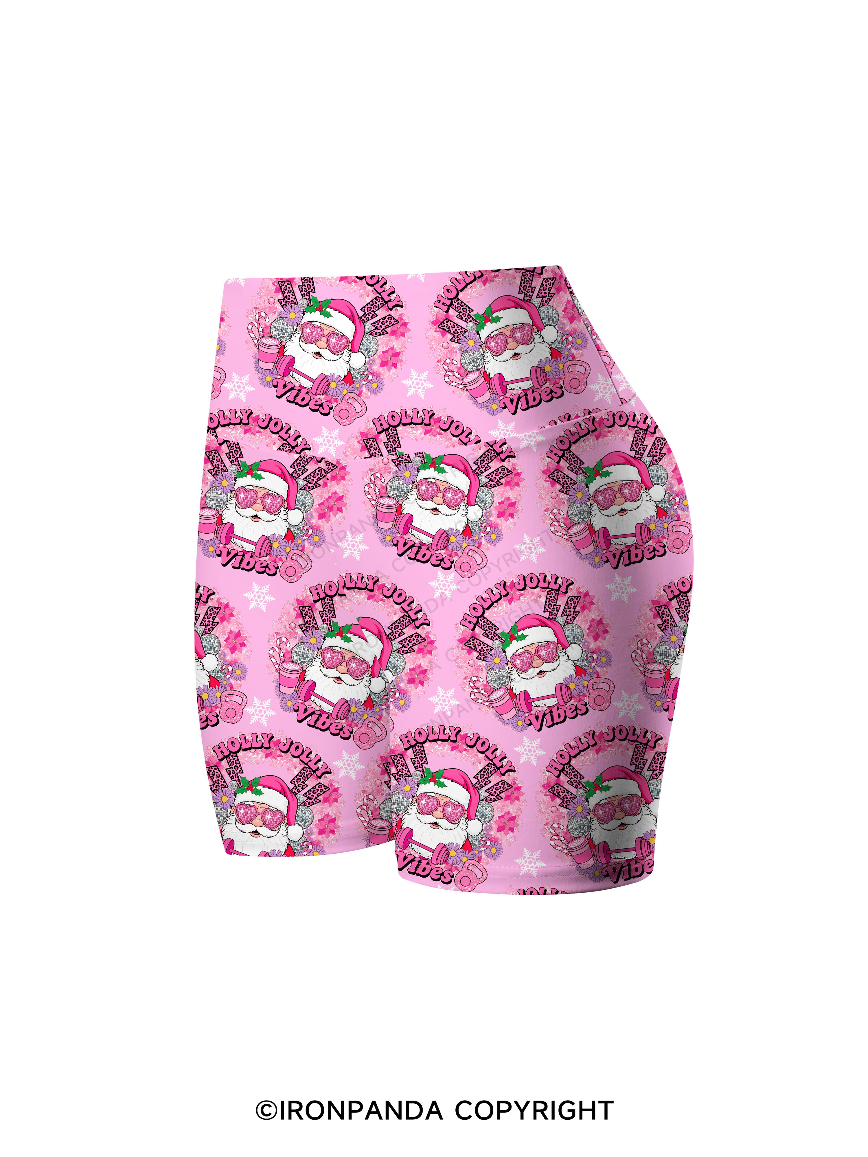 HOLLY JOLLY Vibes Printed Yoga Cycling Shorts