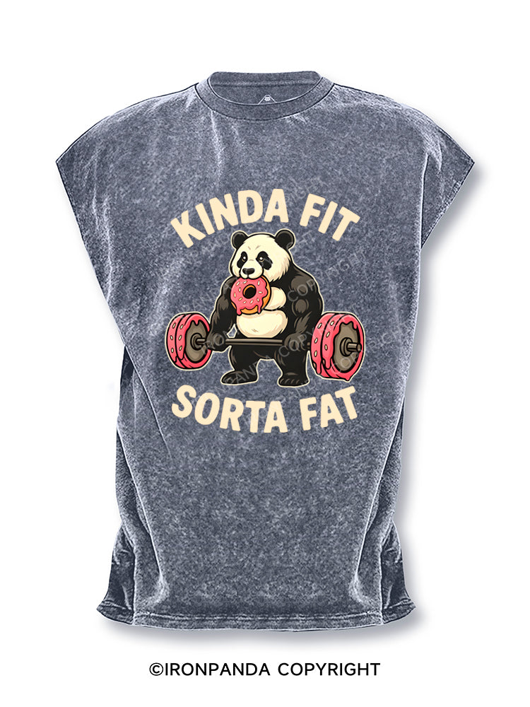 Kinda Fit Sorta Fat Panda Donut Gym Cut Off Tank