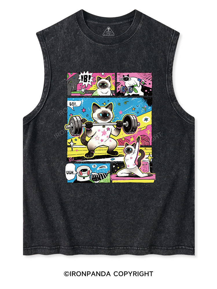 Siamese Cat Gym Washed Tank