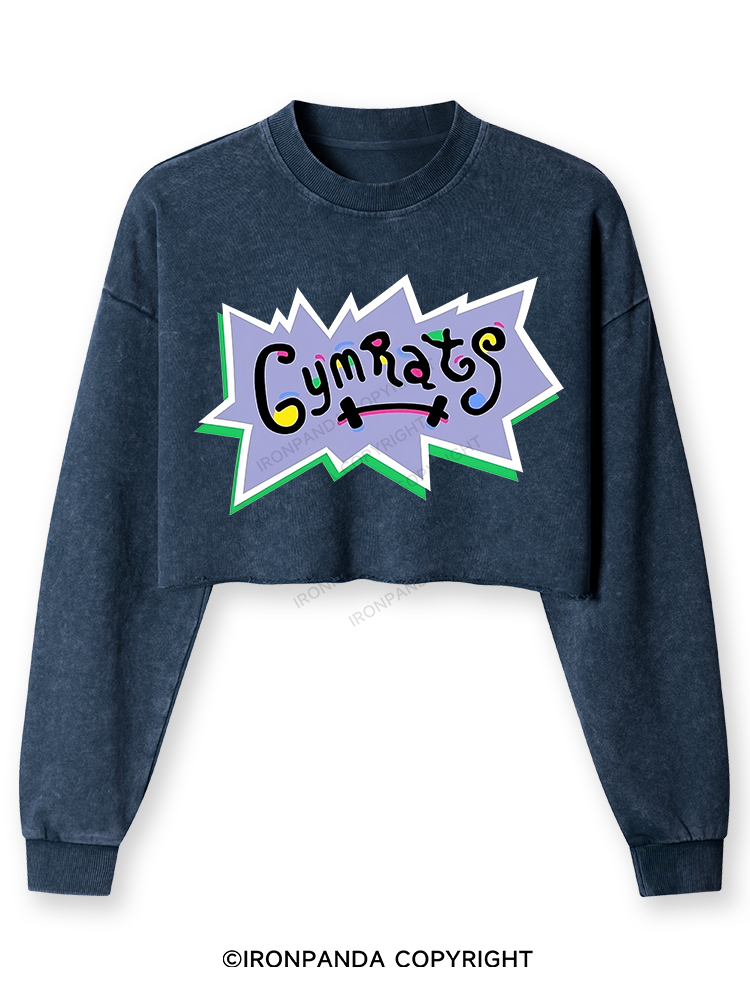GYM RATS Washed Long-Sleeve Crop Top