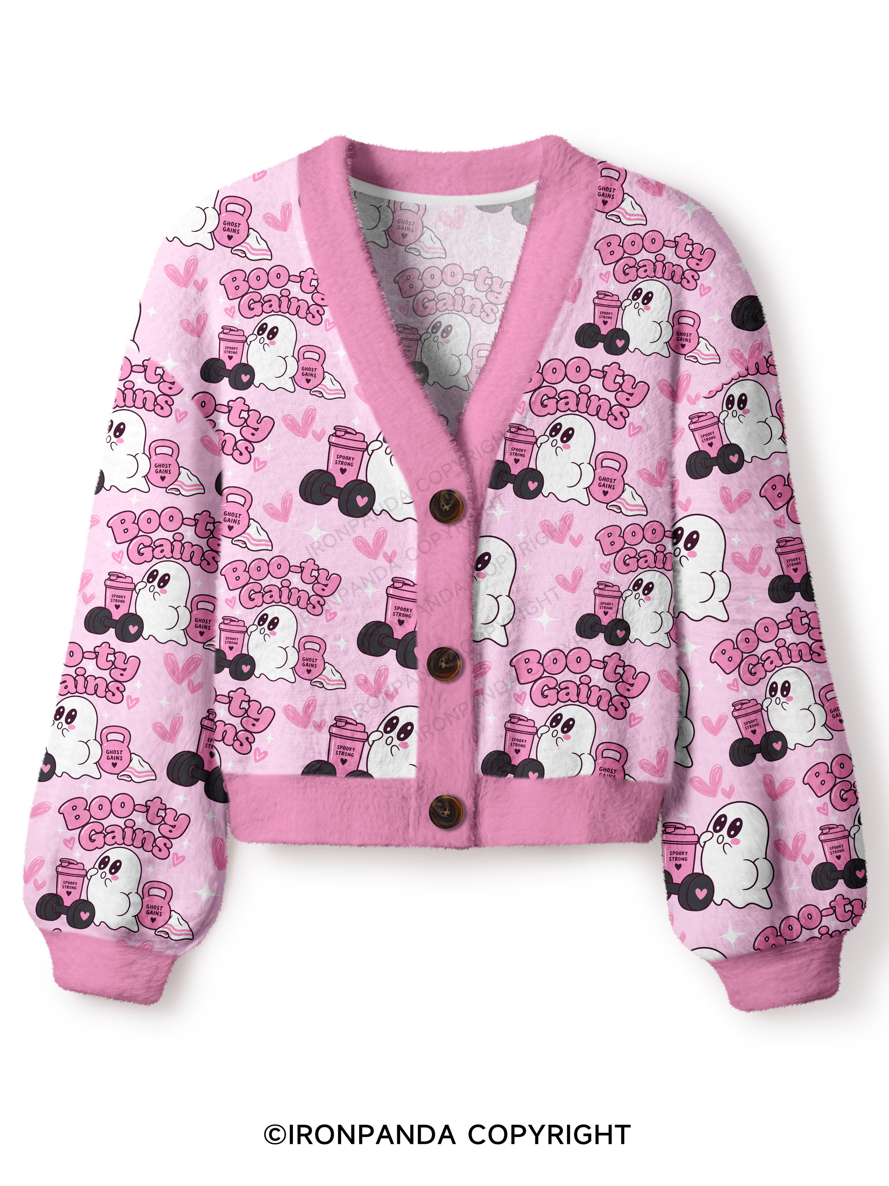 Boo-ty Gains Ghost Crop Ugly Cardigan Sweater