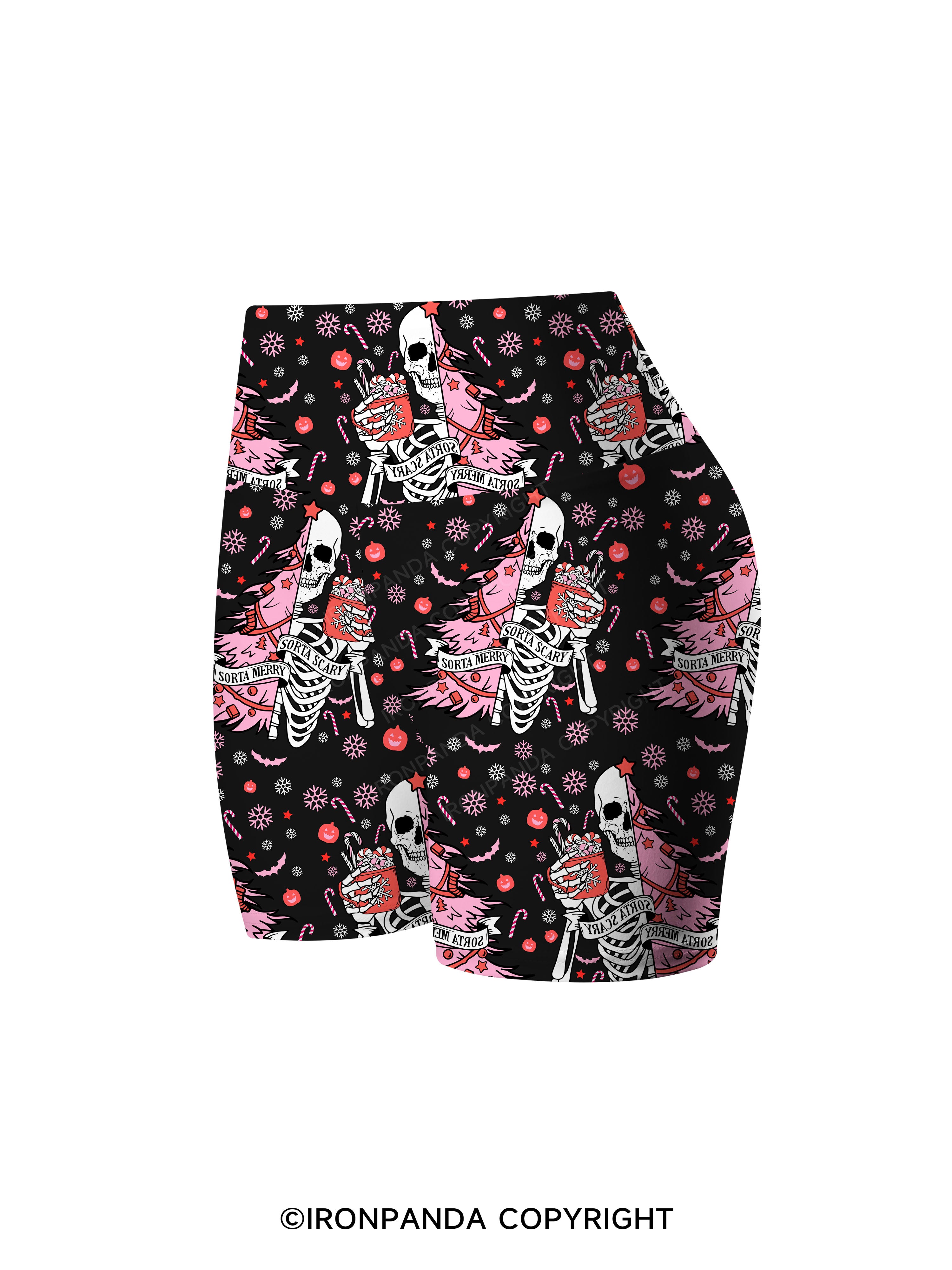 SORTA MERRY SORTA SCARY Printed Yoga Cycling Shorts
