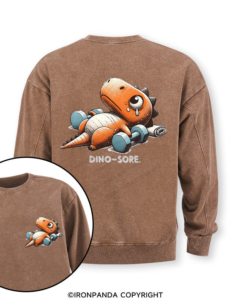 DINO-SORE AFTER WORKOUT Double-Sided Printed Washed Sweatshirt