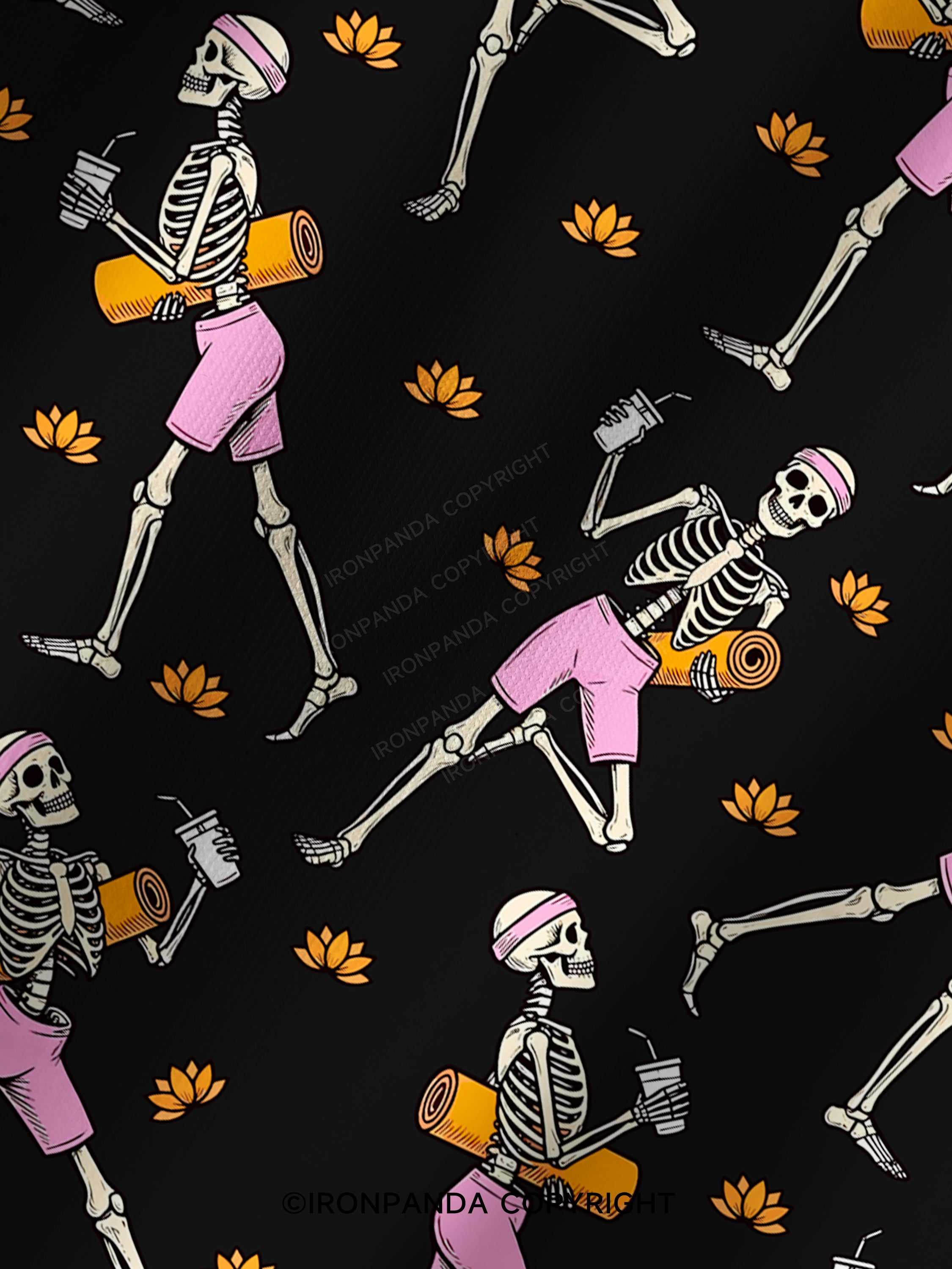 SKELETON YOGA FITNESS Print Printed Yoga Shorts