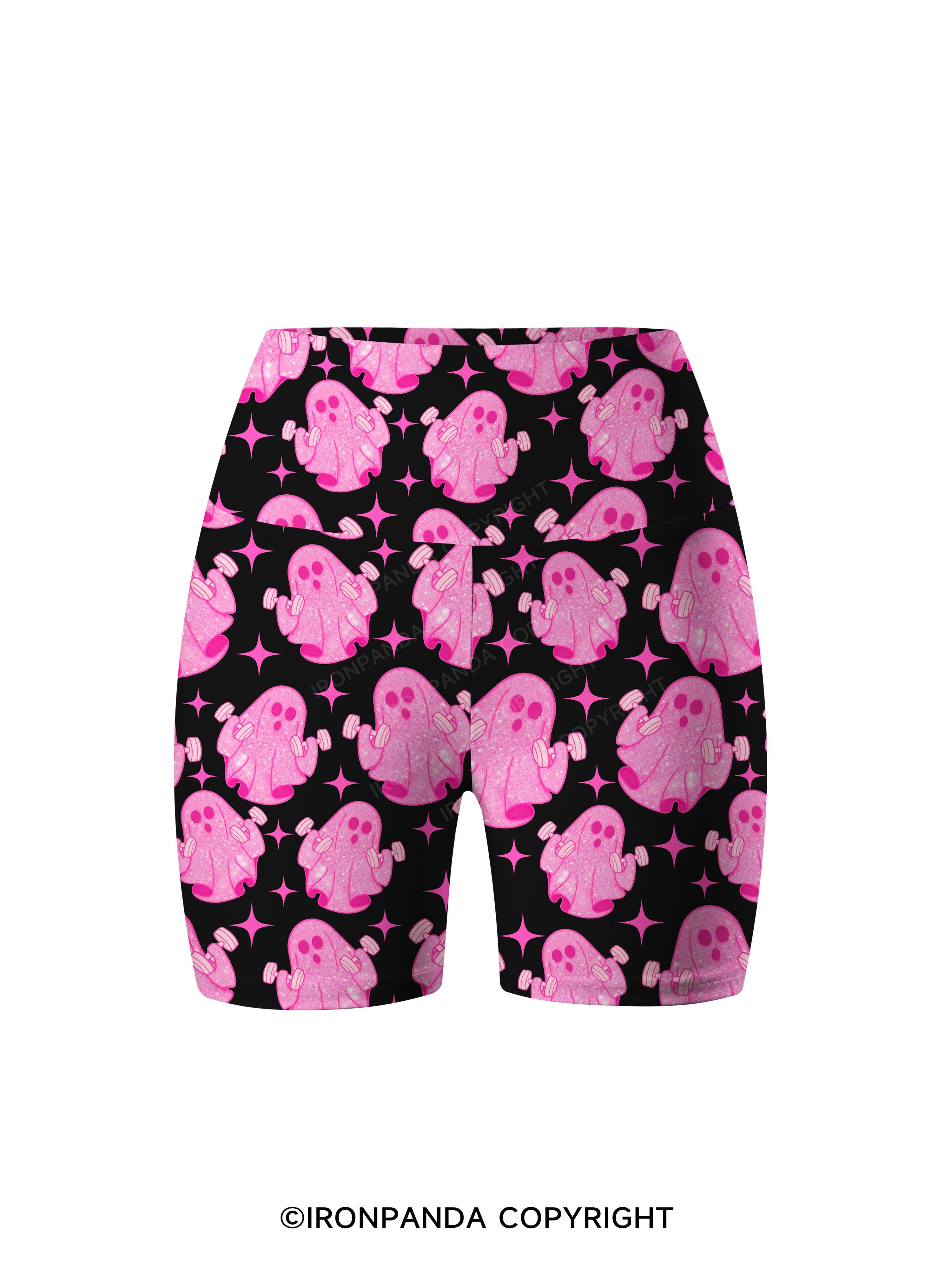 Pink Power Ghost Printed Yoga Cycling Shorts