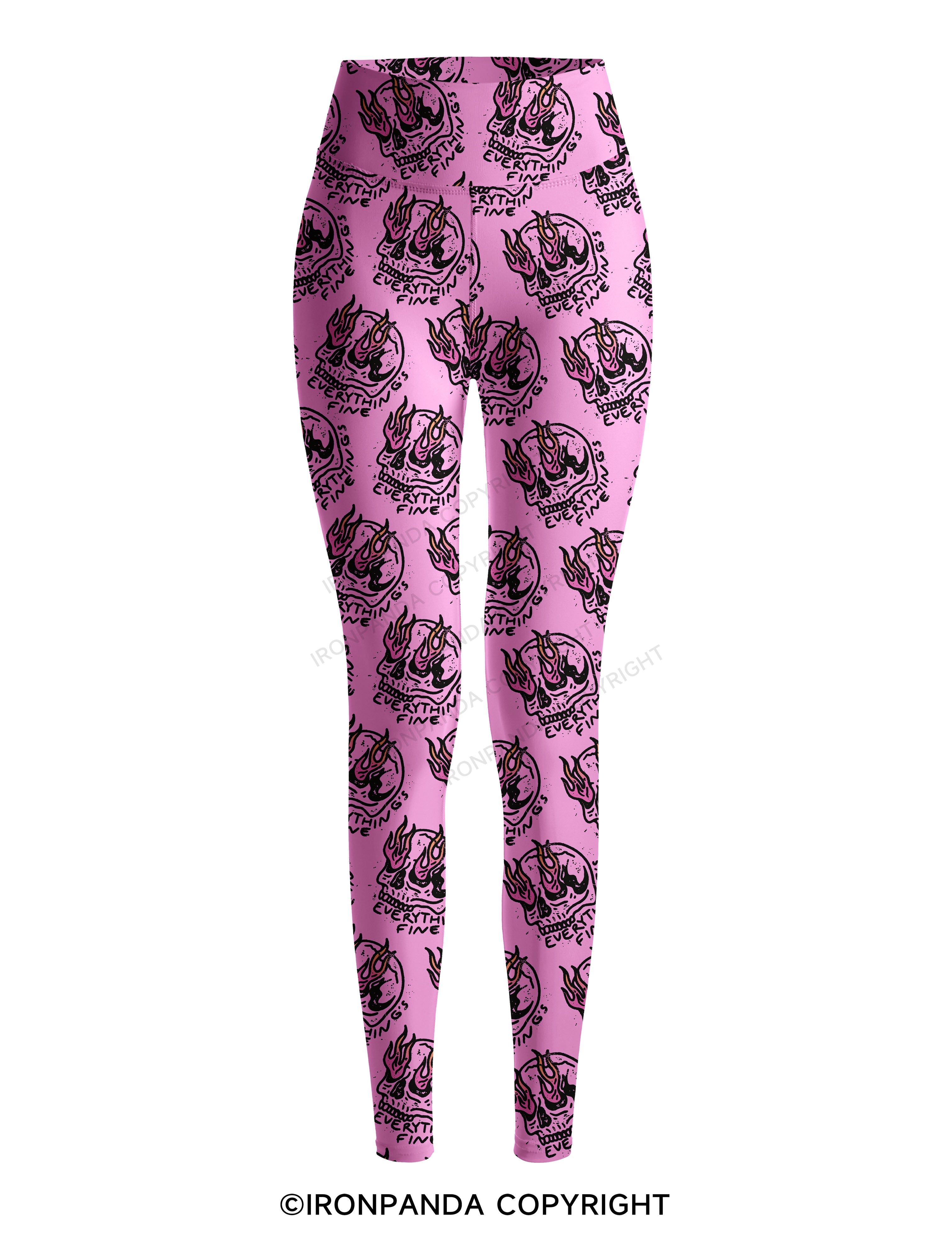 Everything is Fine Funny Skeleton Printed Yoga Pants