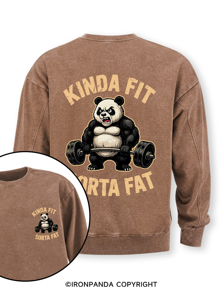 KINDA FIT SORTA FAT PANDA Double-Sided Printed Washed Sweatshirt